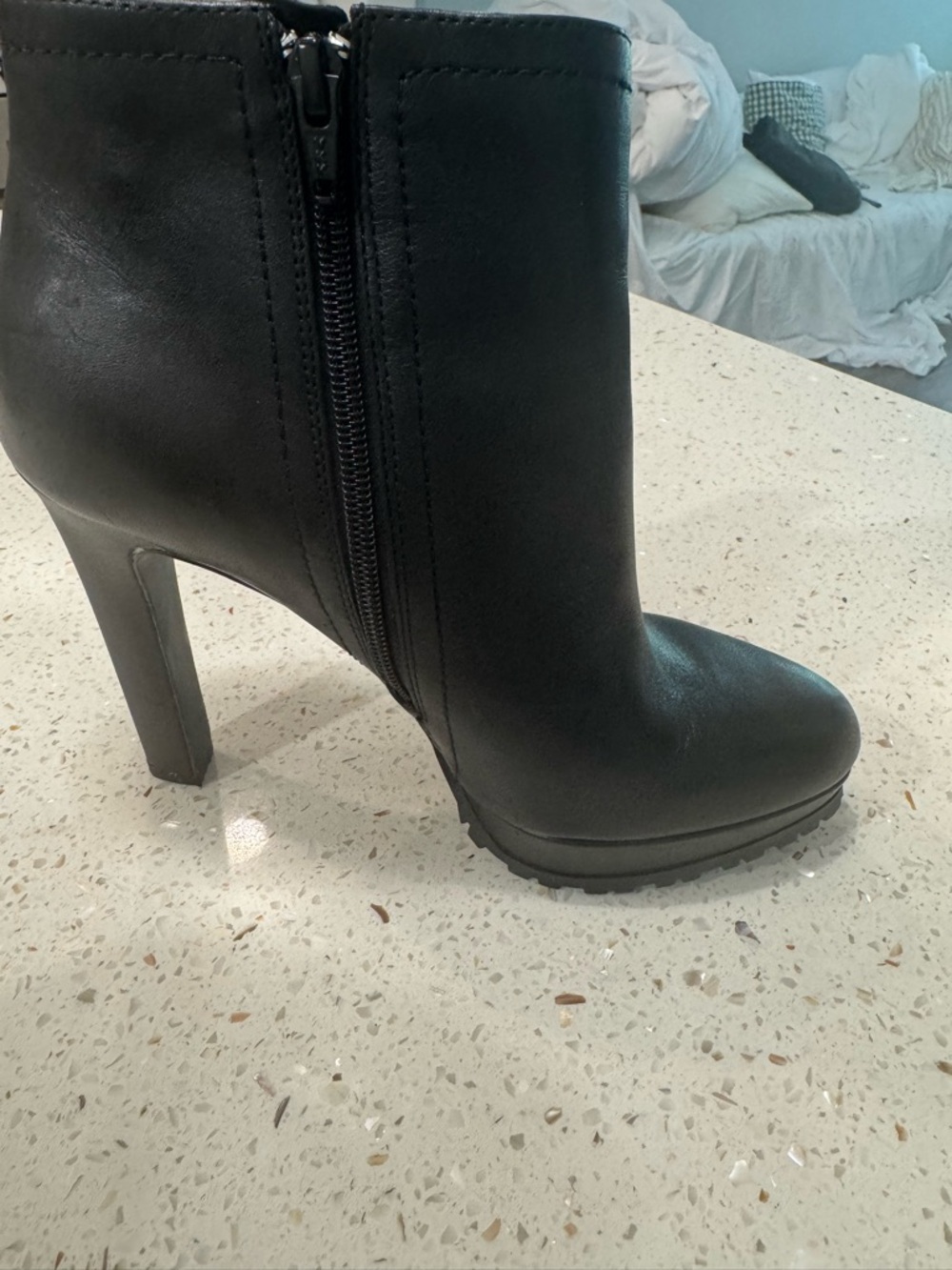 Gianni Bini Black Leather-Look High Heel Ankle Boot - Picture 4 of 10